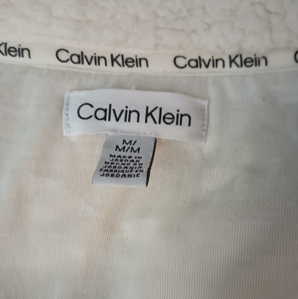 Calvin Klein Cream Teddy Fleece Jacket M - Picture 2 of 11